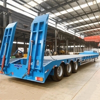 Heavy Duty 60 tonnes/80 tonnes/100 tonnes Lowboy excavateur semi-remorque à plat avec échelle hydraulique pour le transport de machines