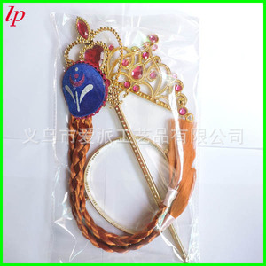 Frozen Princess Anna Golden Crown Magic Wand <b>Wig</b> <b>Braid</b> Set 3-Piece For Girls Costume LPT0120 - Product Image 2