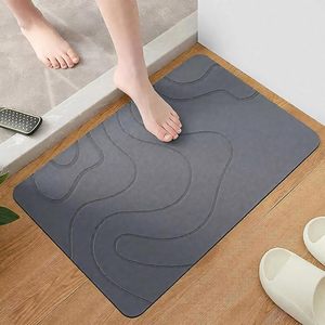 Tapis de douche super absorbant, séchage instantané, motif pierre, design vague, disponible à la vente - Product Image 2