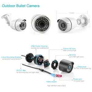 HD1080p 32CH-sistema de cámara CCTV DVR independiente, 32 cámaras de visión nocturna impermeables