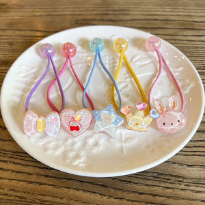 2 Pièces Élastiques à Cheveux Nouveaux Designs Mignons Motif Dessin Animé, Haute Élasticité, pour Filles, avec Fleurs, Ours et Perles, Accessoires pour Cheveux de Bébé - Product Image 3