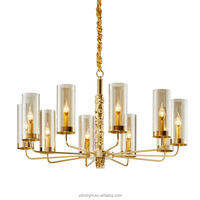 Lustre suspendu moderne en verre ambré et cuivre, style américain haut de gamme, luxueux et grandiose, pour la maison, le salon, le hall d'hôtel