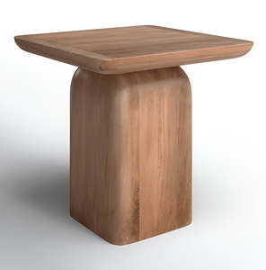Solid Wooden Square Top Bedside <b>Coffee</b> Center <b>Table</b> Handcrafted Pillar Base End <b>Table</b> for Bedroom Living Room <b>Garden</b> Farmhouse - Product Image 1
