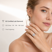Bague tendance à trois pierres Messi Jewelry personnalisée MSR-1294 en or blanc 14 carats avec diamant de laboratoire ovale 1,8 ct D VVS1