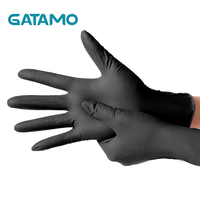G025 Gants en Nitrile Noirs Jetables, Boîte de 100 – Idéal Tatouage