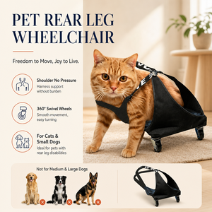 Pet Rear Leg Wheelchair for Cats & Small <b>Dogs</b> Adjustable Nylon Mobility Harness with Swivel Wheels - Product Image 3