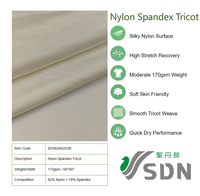 Tela de Tricot de Nailon y Elastano, Suave y de Secado Rápido, 82% Nailon, 18% Elastano, para Trajes de Baño