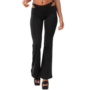 <span class=keywords><strong>Pantalon</strong></span> évasé <span class=keywords><strong>noir</strong></span> taille basse creux respirant confortable pour <span class=keywords><strong>femme</strong></span> - Product Image 1