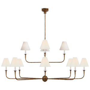 Lámpara de araña de latón dorado con pantallas de tela, LED E27, luz blanca cálida suave de 2700K para sala de estar, lámpara de techo montada - Product Image 4