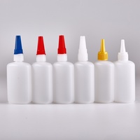 Bouteille en plastique vide de 100 ml avec buse de distribution pour colle et pigment, impression de logo personnalisée, pour le reconditionnement