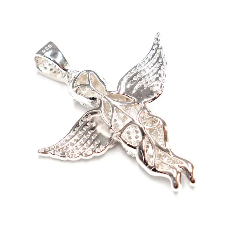 En çok satan açı kanat kare şekli kolye yeni özel çapraz şeytan melek kolye özelleştirilmiş gümüş zincir kolye takı