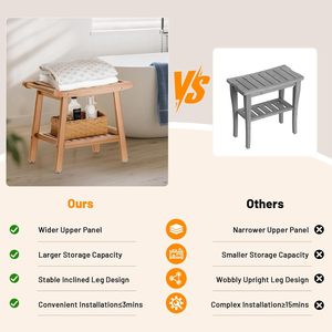Bamboo Waterproof Shower Bench &amp; <strong>Stool</strong> with Storage Shelf Spa <strong>Bathroom</strong> Ottoman <strong>for</strong> Seniors and Disabled - Product Image 5