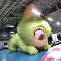 Mascotte gonflable de chat de dessin animé, chat vert mignon gonflable pour campagne publicitaire et événementiel