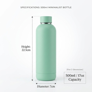 Botella de <span class=keywords><strong>Agua</strong></span> Térmica Personalizada de Acero Inoxidable, 500 ml, Libre de BPA, Portátil, Ecológica, con Recubrimiento de Goma - Product Image 4