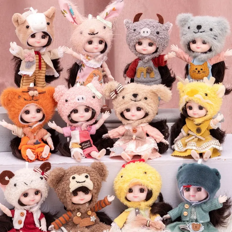 15CM Palm Girl Puppen simulation OB11 Mädchen Prinzessin Puppe realistische wieder geborene Puppen mit Tier kostüm
