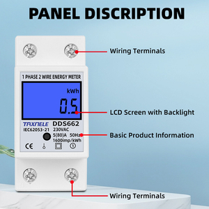 Điện DIN đường sắt duy nhất giai đoạn hai dây LCD hiển thị kỹ thuật số wattmeter điện năng lượng tiêu thụ điện năng kWh Meter AC 230V 50Hz - Product Image 4