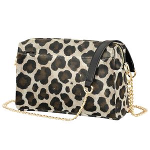 Bolso Bandolera de Cuero con Estampado de Leopardo Marrón Oscuro Vintage Personalizado con Cadena para Mujer, Mini Bolso de Hombro - Product Image 1