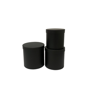 Boîte cylindrique noire en carton avec logo en relief doré, finition mate, boîte ronde pour fleurs avec couvercle pour cadre photo - Product Image 5