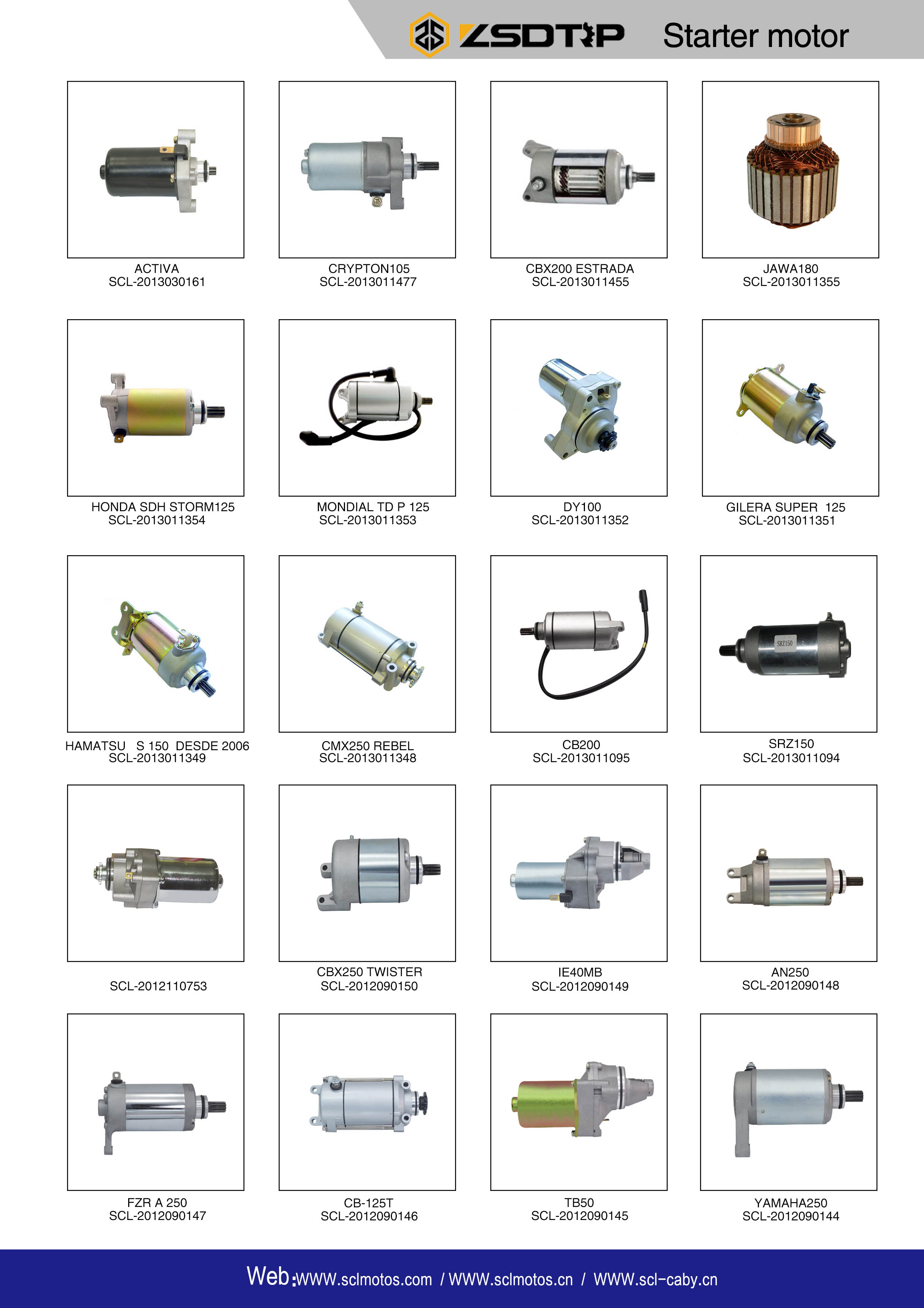 ZSDTRP Motorcycle Starter Motor Assy / Conjunto De Motor De