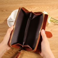 Dompet Kulit PU Panjang Wanita dengan Kancing Penutup, Kapasitas Besar, Banyak Slot Kartu, Tas Genggam, Lapisan Poliester, Tas Tangan Mewah untuk Sehari-hari