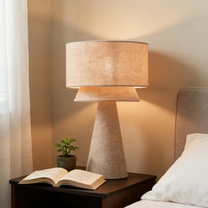 Fabric <b>Table</b> <b>Lamp</b> E27 LED Switch Control Bedroom <b>Study</b> Desk <b>Lamp</b> Warm Cozy Lighting Decor - Product Image 4