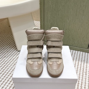 High quality Height-increasing Women's Sports Shoes Wedge <b>Heel</b> Genuine Leather Snow Boots High-top Casual Cotton Shoes - Product Image 1