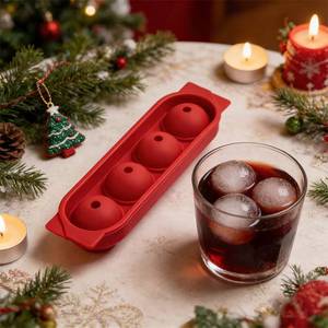 Moule à boules de glace en silicone amélioré, 4 cavités, grand bac à glaçons ronds, démoulage facile, sans BPA, pour whisky, cocktails, bar - Product Image 1