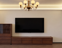 Meuble TV de luxe en bois massif, style Mid-Century Modern, finition noyer, console de rangement sur pied pour salon et appartements DSG045