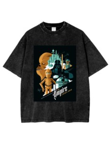 เสื้อยืด S Wars Galactic Wars เสื้อยืดคอกลมเปิดไหล่ผ้าฝ้าย100% ฤดูร้อนซักกรดเฮฟวี่เวท - Product Image 2