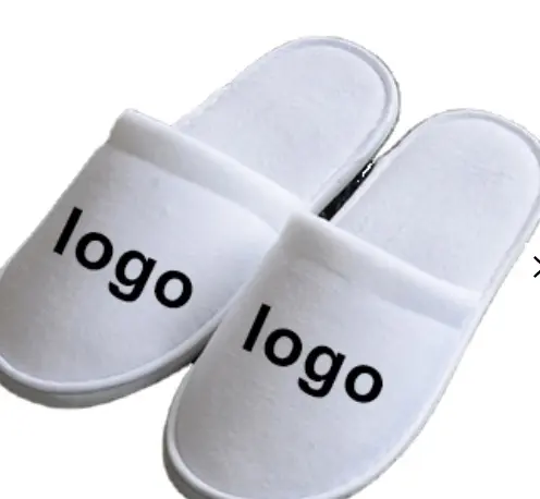 OEM Custom Logo Personalized Wholesale Luxury Cheap White Washable Hotel Room Spa Guest Disposable Cotton Terry Slippers