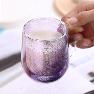 Vente en gros de tasses à café en verre artistique à double paroi, célèbres, colorées et garnies de sable - Product Image 5