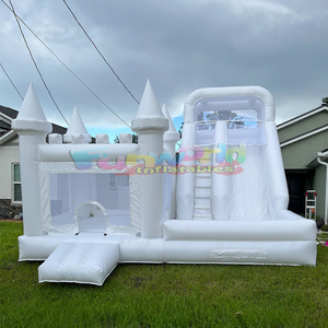 Aire de jeux extérieure blanche gonflable maison de rebond de qualité commerciale combo avec toboggan château de rebond pour enfants adultes - Product Image 3