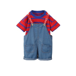 Vêtements pour enfants style mode, combinaison en jean pour garçons, ensemble de 2 pièces pour enfants - Product Image 1