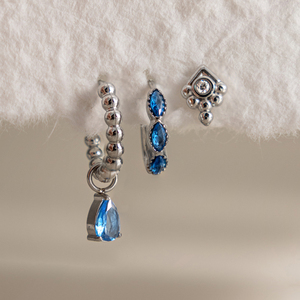 Ensemble de 3 boucles d'oreilles J&D Jewelry Sweet en zircon bleu, couleur argent, acier inoxydable, étanches, boucles d'oreilles pendantes, boucles d'oreilles à clous pour femmes - Product Image 6
