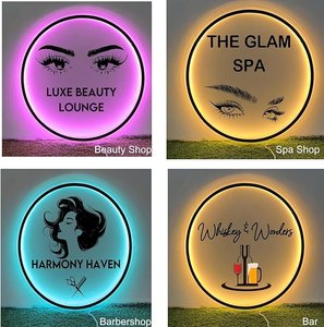 דוגמאות לוגו LED ושלטי לוגו תלת מימד עם שלט רחוק לעיצוב שמות עסקיים, שלטים פנימיים למשרדים וחנויות - Product Image 6