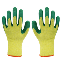 Sarung Tangan Kerja Polycotton Knit Berlapis Lateks Crinkle Palm 10 Gauge Kuning/Oranye Berlapis Lateks untuk Pekerjaan Konstruksi