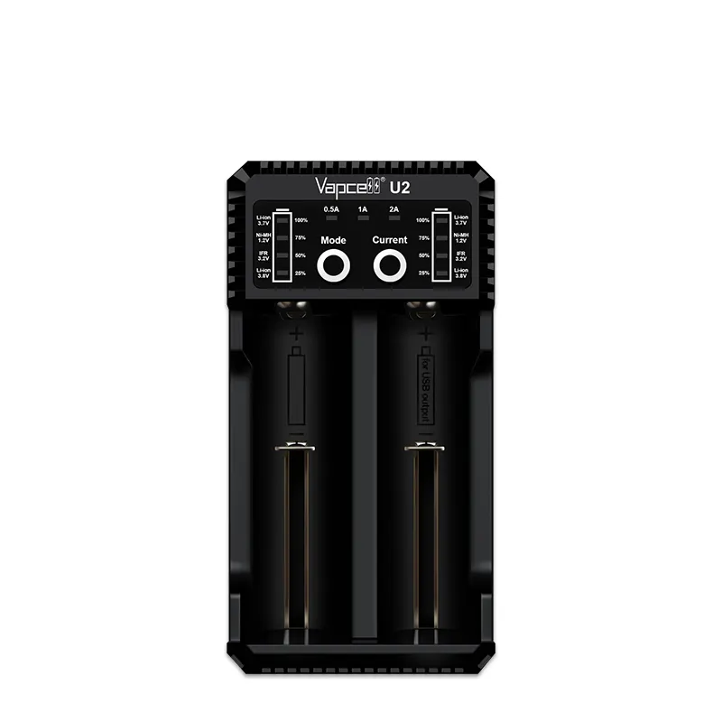 Vapcell U2 2A स्मार्ट चार्जर USB-C चार्जर और पावरबैंक आयन लिथियम बैटरी 18650 के लिए एक चार्जर का कार्य करते हैं