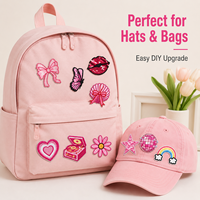 Lot de 30 patchs Y2K aléatoires pour filles, badges brodés thermocollants, appliques DIY écologiques roses esthétiques pour vêtements et chapeaux