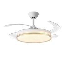 Ventilateur de plafond LED invisible de 42 pouces avec télécommande, lumière à couleur variable, design moderne, rétractable, 220V