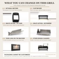 Barbecue argentin multifonctionnel avec un compartiment gauche interchangeable pour brochettes motorisées ou une grille inclinable