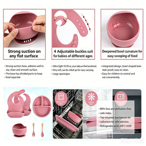 Ensemble d'Alimentation <span class=keywords><strong>pour</strong></span> Bébé en Silicone Sans BPA, Vaisselle Écologique <span class=keywords><strong>pour</strong></span> Enfants, Assiette à Ventouse et Bol d'Alimentation en Silicone <span class=keywords><strong>pour</strong></span> Bébé, Vente en Gros - Product Image 5