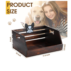 Caja de Madera Resistente para Juguetes de Mascotas, Organizador de Artículos para Cachorros, Contenedor de Juguetes para Perros, Cesta de Almacenamiento de Juguetes de Madera para Correas, Comida y Accesorios - Product Image 2