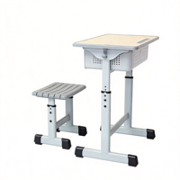 Ensemble chaise et bureau d'étudiant moderne avec tiroir latéral et crochet pour casque, structure métallique, mobilier scolaire pour salle de classe, hôpital, maison, bureau