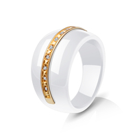 Bague en céramique ShuoyeW 14MM, luxe léger, noir et blanc, acier inoxydable, rangée unique de diamants incrustés, bijoux en céramique, 653