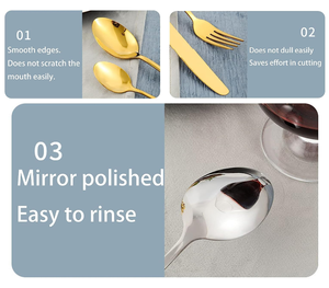 Stocked 24 Piece Luxury Gold Silver Black Knife Fork Spoons Set, <strong>Egg</strong> <strong>Shape</strong> <strong>Cutlery</strong> Set Stainless Steel for Party - Product Image 2