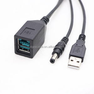 24V 12V Power <span class=keywords><strong>USB</strong></span> 8Pin Conector hembra a <span class=keywords><strong>Usb</strong></span> 2,0 macho + dc5.5 * 2,5 macho Cable negro 300mm - Product Image 1