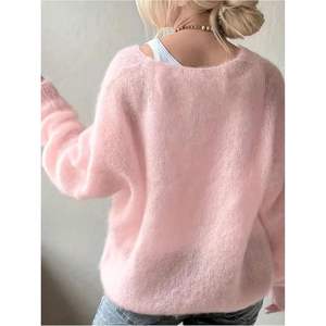 Suéter de Punto Personalizado para Mujer, Cuello en V, Manga Larga, Cómodo, Informal, para Otoño - Product Image 1