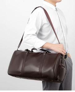 Nouveau sac de voyage en cuir PU personnalisé avec logo, imperméable, grande capacité, sac à bagages unisexe, sac de sport avec compartiment à chaussures - Product Image 5