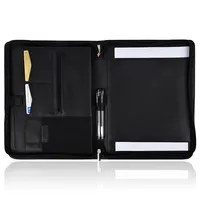 Custom Black Leather Business Portfolio Folder Business Padfolio File Folder mit Card Slot