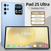 Tablet Pad 25 Ultra de 10.1 Pulgadas para Estudiantes, 16 GB + 1 TB, 108 MP, 8000 mAh, 4G, 5G, Doble SIM, Educativa, para Aprender, Libro Electrónico, Nueva Pantalla Capacitiva